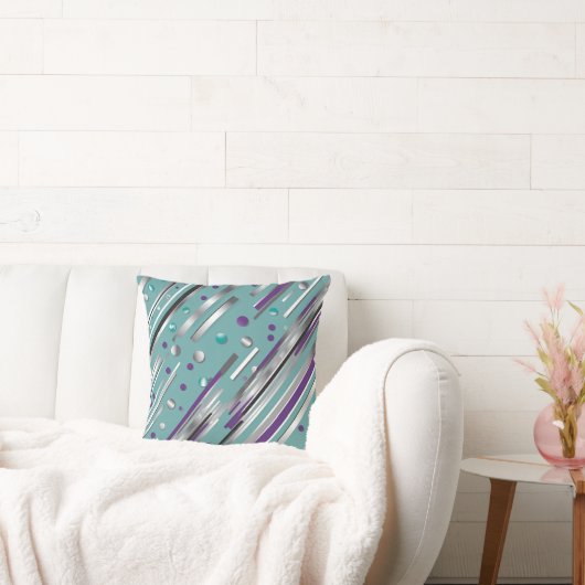 Mint green and Purple polka dot stripe Kussen (Bank)