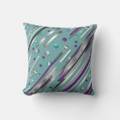 Mint green and Purple polka dot stripe Kussen (Voorkant)