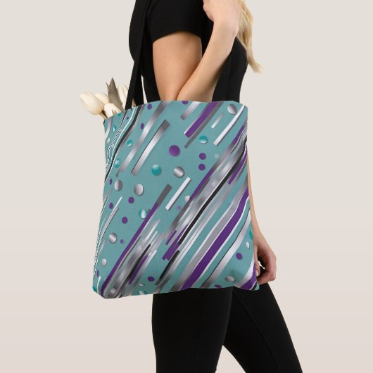 Mint green and Purple polka dot stripe  Tote Bag (Dichtbij)