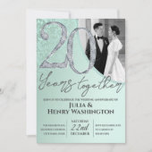 Mint Green and Silver Wedding Anniversary Kaart (Voorkant)