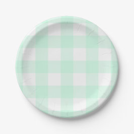 Mint Green and White Buffalo Check Papieren Bordje