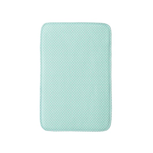 Mint Green and White Polka Dot Bath Mat (Voorkant Verticaal)