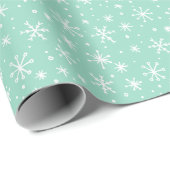 Mint Green and White Snowflake Doodle Holiday Cadeaupapier (Rol Hoek)
