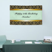 Mint Green Any Age Gold Damask Birthday Banner (Beurs)
