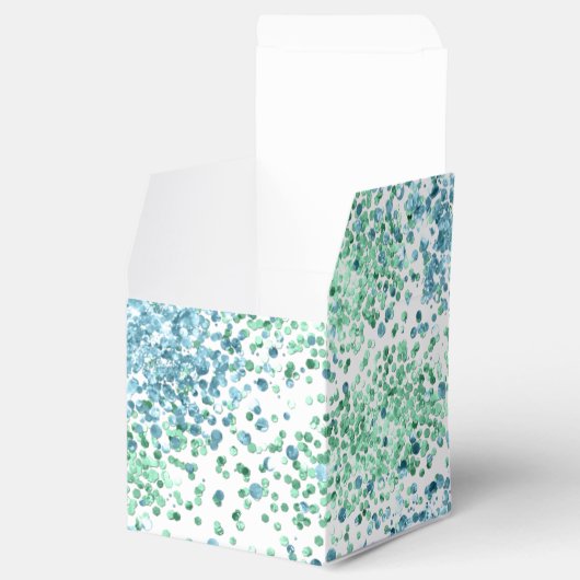 Mint Green Aqua Blue Stippen Glitz       Bedankdoosjes (Geopend)