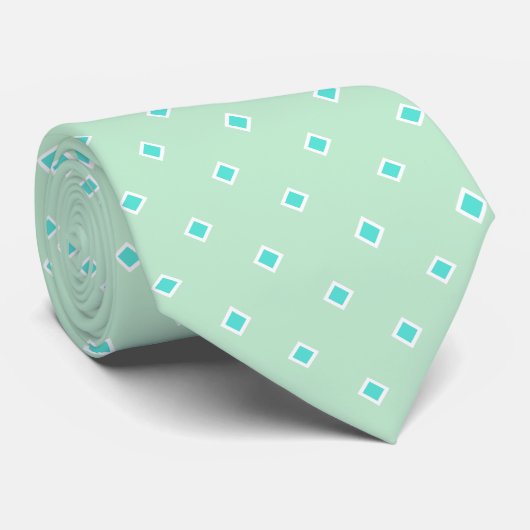 Mint Green Aqua Diamond Polka Dot Pattern Stropdas (Opgerold)