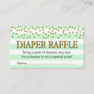 Mint Green Aqua Gold Diaper Raffle Tickets Informatiekaartje