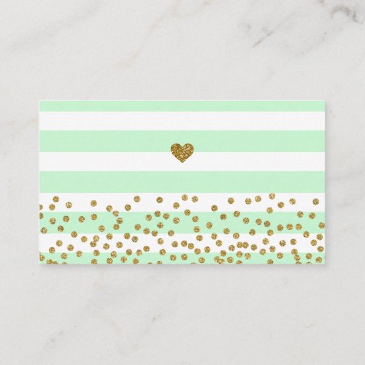 Mint Green Aqua Gold Luier Raffle Tickets Informatiekaartje (Achterkant)