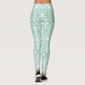 Mint Green Aqua Seafoam en White Print Leggings (Achterkant)