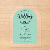 Mint Green Arch Acryl Wedding nodigt uit tot moder Acryl Uitnodigingen (Voorkant)
