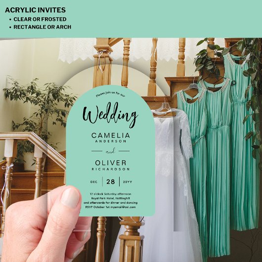 Mint Green Arch Acryl Wedding nodigt uit tot moder Acryl Uitnodigingen