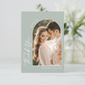 Mint Green Arch Fotobruiloft Bedankkaart (Staand voorkant)