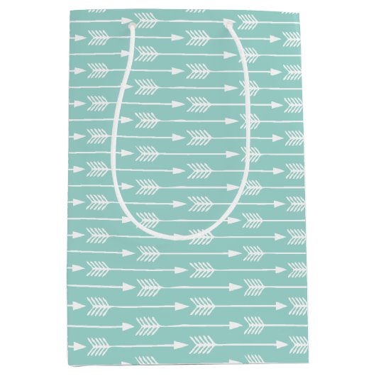 Mint Green Arrows Pattern Medium Cadeauzakje (Voorkant)