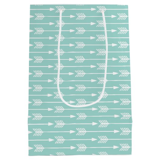 Mint Green Arrows Pattern Medium Cadeauzakje (Achterkant)