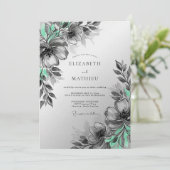 Mint Green Artistic Botanical Wedding Kaart (Staand voorkant)