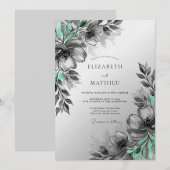 Mint Green Artistic Botanical Wedding Kaart (Voorkant / Achterkant)