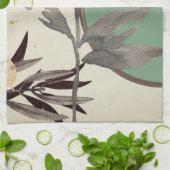 Mint Green Artistic Waterverf Leaves Theedoek (Gevouwen)