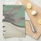 Mint Green Artistic Waterverf Leaves Theedoek (Quarter Fold)