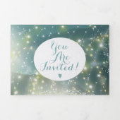 Mint Green Ash Mountain Hillside Wedding Drieluik Uitnodiging (Cover)