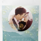 Mint Green Ash Mountain Hillside Wedding Drieluik Uitnodiging (Binnenzijde eerst)