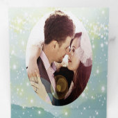 Mint Green Ash Mountain Hillside Wedding Drieluik Uitnodiging (Binnenzijde eerst)