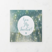 Mint Green Ash Mountain Hillside Wedding Drieluik Uitnodiging (Cover)