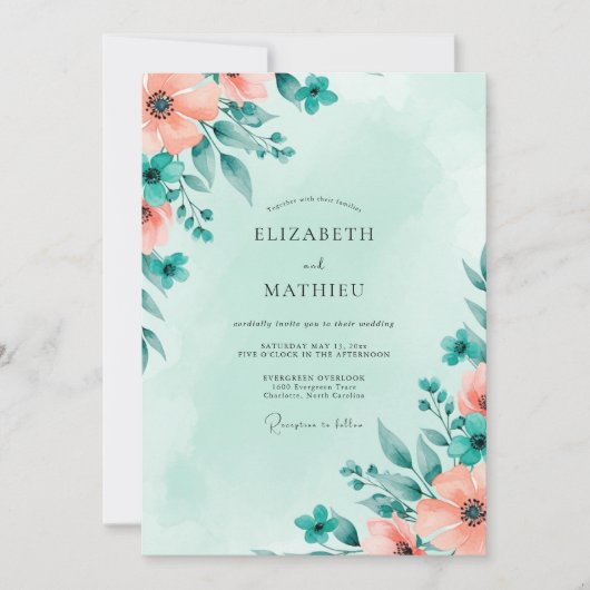 Mint Green Atmospheric Spring Wedding Kaart (Voorkant)