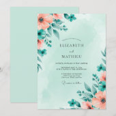 Mint Green Atmospheric Spring Wedding Kaart (Voorkant / Achterkant)