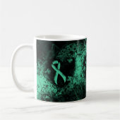 Mint Green Awareness Ribbon Grunge Heart Koffiemok (Links)