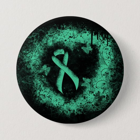 Mint Green Awareness Ribbon Grunge Heart Ronde Button 7,6 Cm (Voorkant)