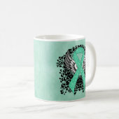 Mint Green Awareness Ribbon met Wings Koffiemok (Voorkant rechts)