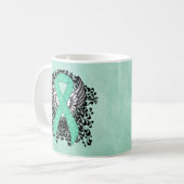 Mint Green Awareness Ribbon met Wings Koffiemok (Voorkant links)