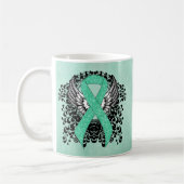 Mint Green Awareness Ribbon met Wings Koffiemok (Links)