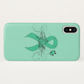 Mint Green Awareness Ribbon with Butterfly Case-Mate iPhone Case (Achterkant (horizontaal))