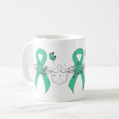 Mint Green Awareness Ribbon with Butterfly Koffiemok (Voorkant links)
