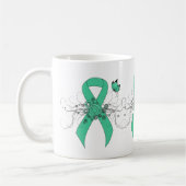 Mint Green Awareness Ribbon with Butterfly Koffiemok (Links)