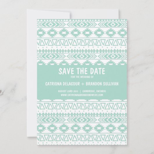 MINT GREEN AZTEC FOTO BEWAAR DE DATUM AANKONDIGING (Achterkant)