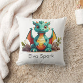 Mint Green Baby Dragon Fantasy gepersonaliseerd Kussen (Deken)