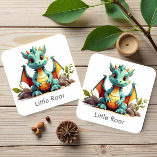 Mint Green Baby Dragon Little Roar Paper Onderzett Kartonnen Onderzetters