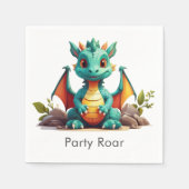 Mint Green Baby Dragon Party Roar Paper Napkins Servet (Voorkant)