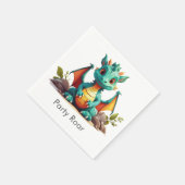 Mint Green Baby Dragon Party Roar Paper Napkins Servet (Hoek)