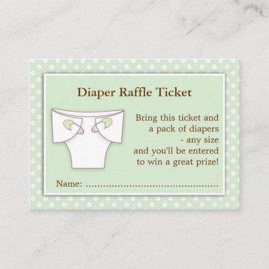 Mint Green Baby shower Diaper Raffle Ticket Insert Informatiekaartje (Voorkant)