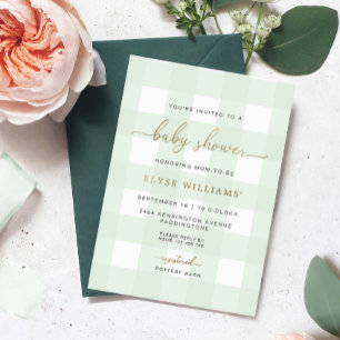 Mint Green Baby shower Folie Uitnodiging