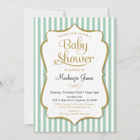 Mint Green Baby shower Invitation Neutral Boy Girl Kaart (Voorkant)