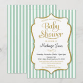 Mint Green Baby shower Invitation Neutral Boy Girl Kaart (Voorkant / Achterkant)