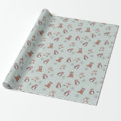 Mint Green Babys Eerste Kerstwinter Dieren Cadeaupapier (Uitgerold)