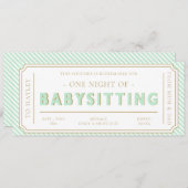 Mint Green Babysitting Cadeaubon Kaart (Voorkant / Achterkant)