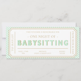 Mint Green Babysitting Cadeaubon Kaart