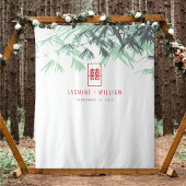 Mint Green Bamboo laat de Chinese bruiloft achter Wandkleed