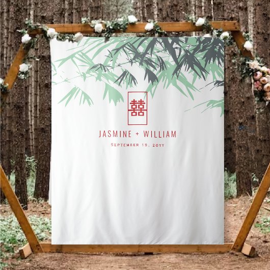 Mint Green Bamboo laat de Chinese bruiloft achter Wandkleed